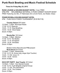 Punk Rock Bowling 2012 Event Time Schedule
